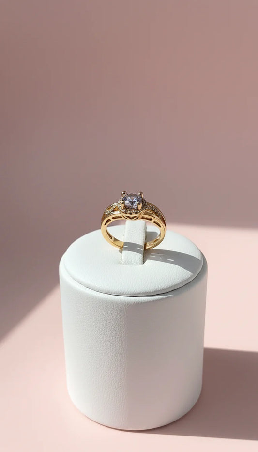 Gold Curved Crystal Ring Gold Box set of 12