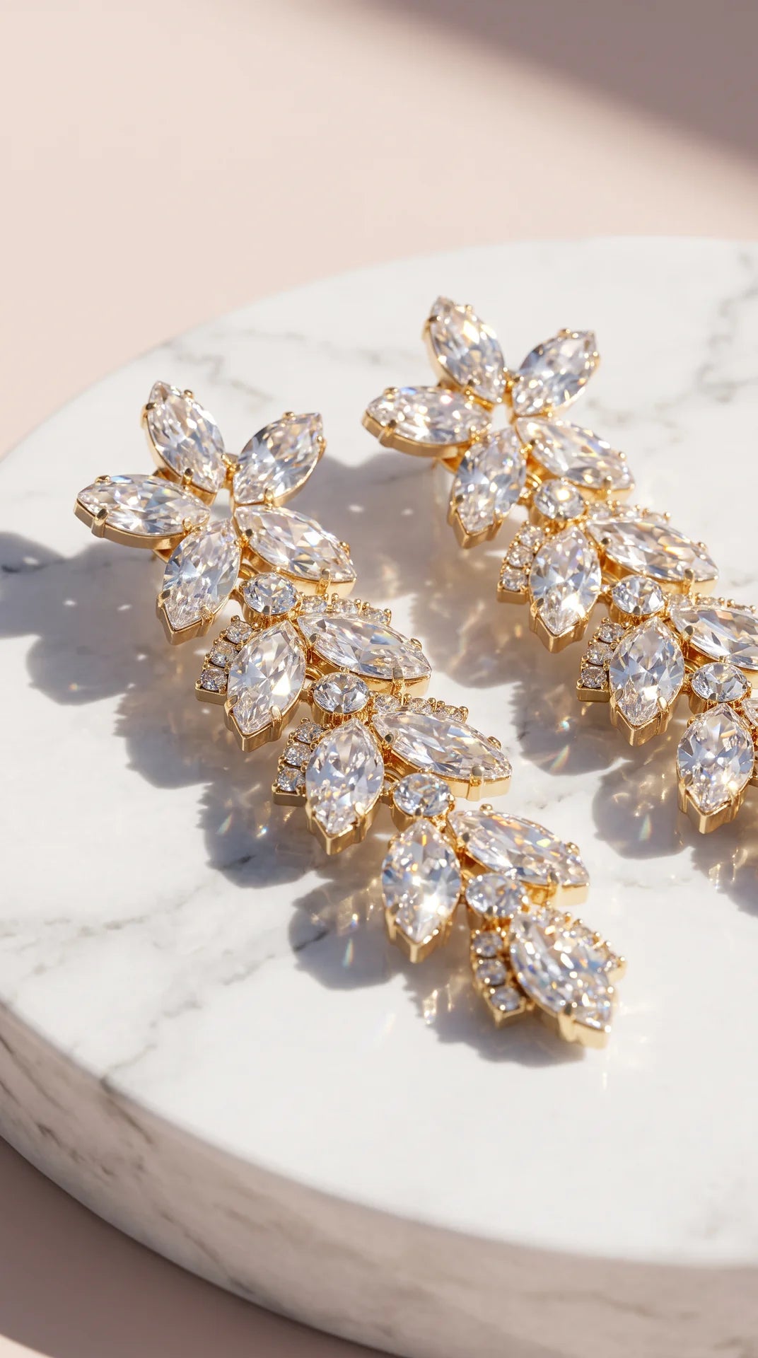 Star Burst Crystal Drop & Dangle Statement Earrings