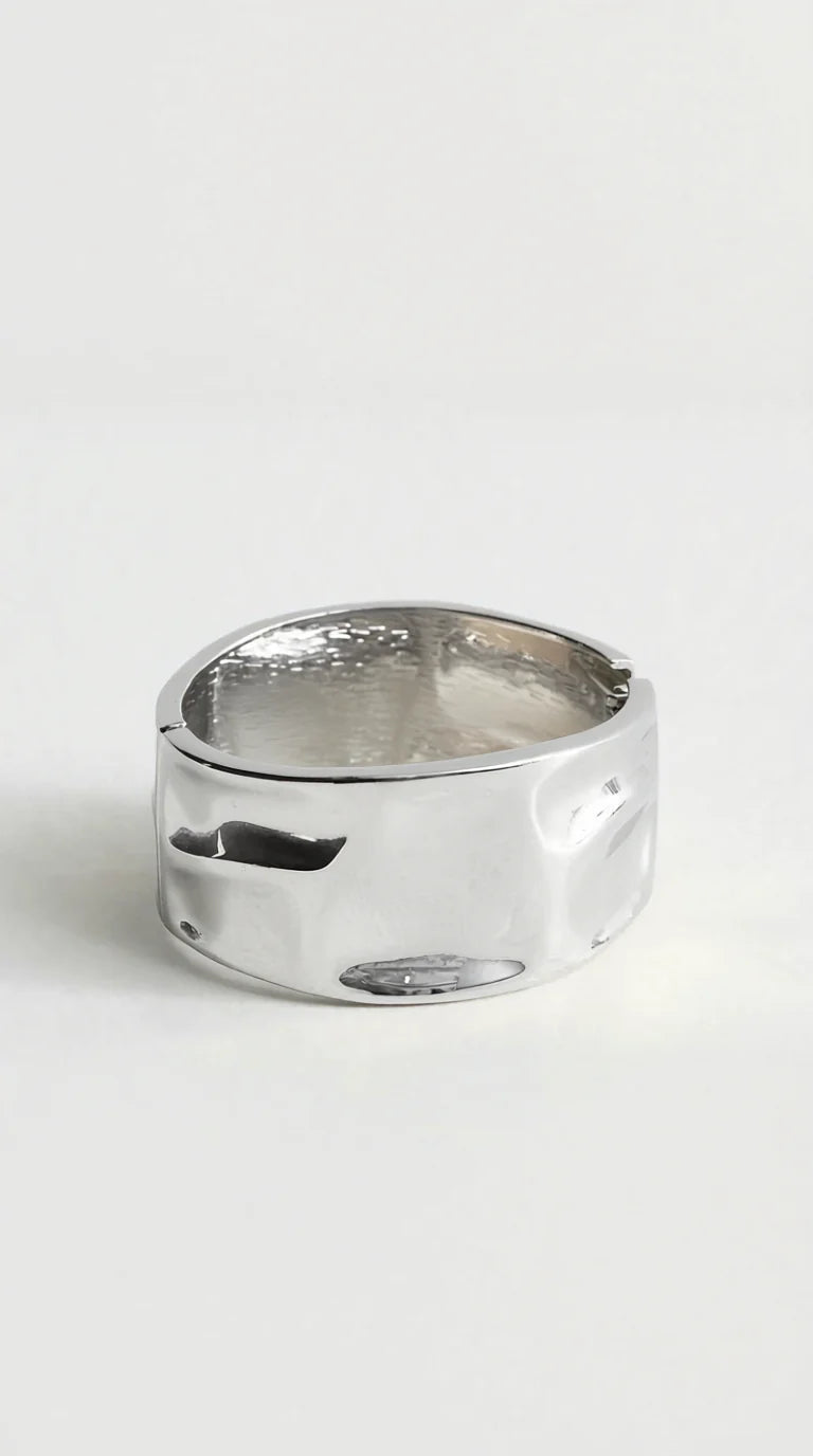 Chunky Melted Hammered Cuff Bangle