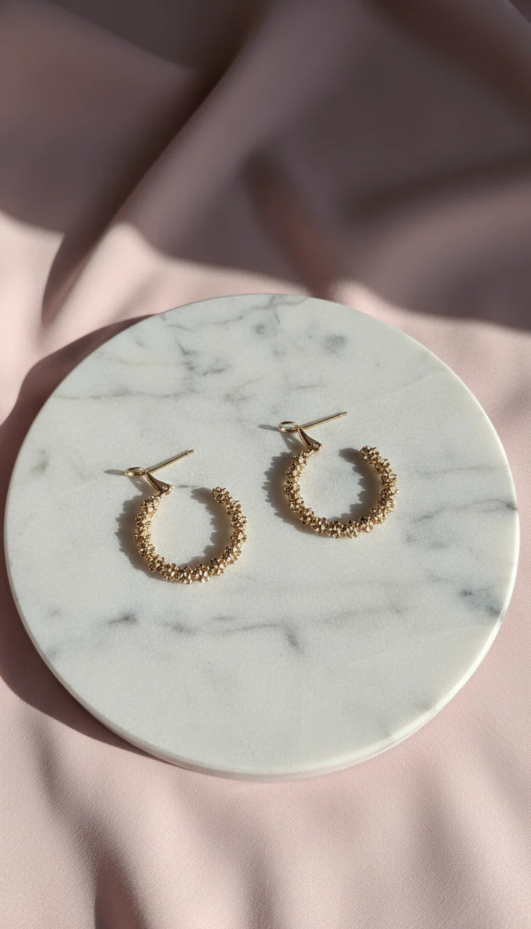 Crushed Gold Huggie Earrings