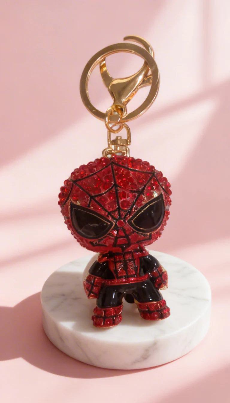 Spiderman Figure Crystal Key Ring & Bag Charm