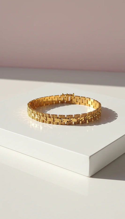 24k Gold Plated Faceted Square Link Bracelet
