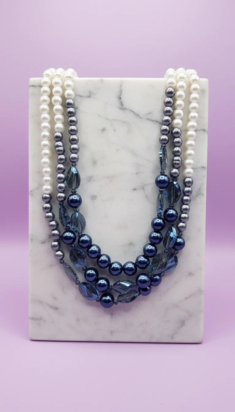 Pearl Multi Layered Necklace & Earrings Set