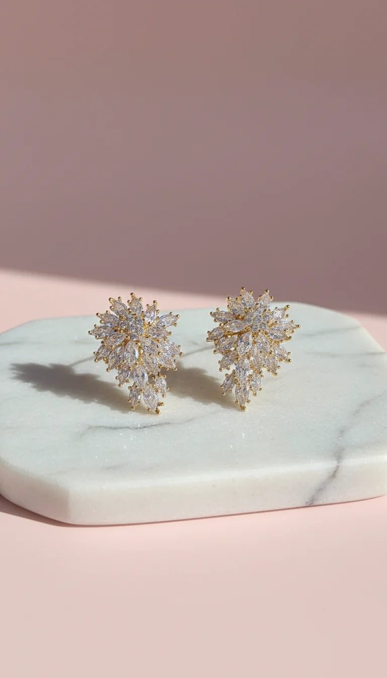 Clustered Crystal Stud Earrings