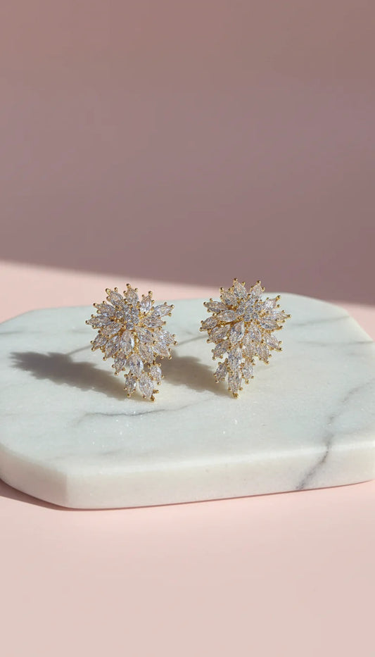Clustered Crystal Stud Earrings
