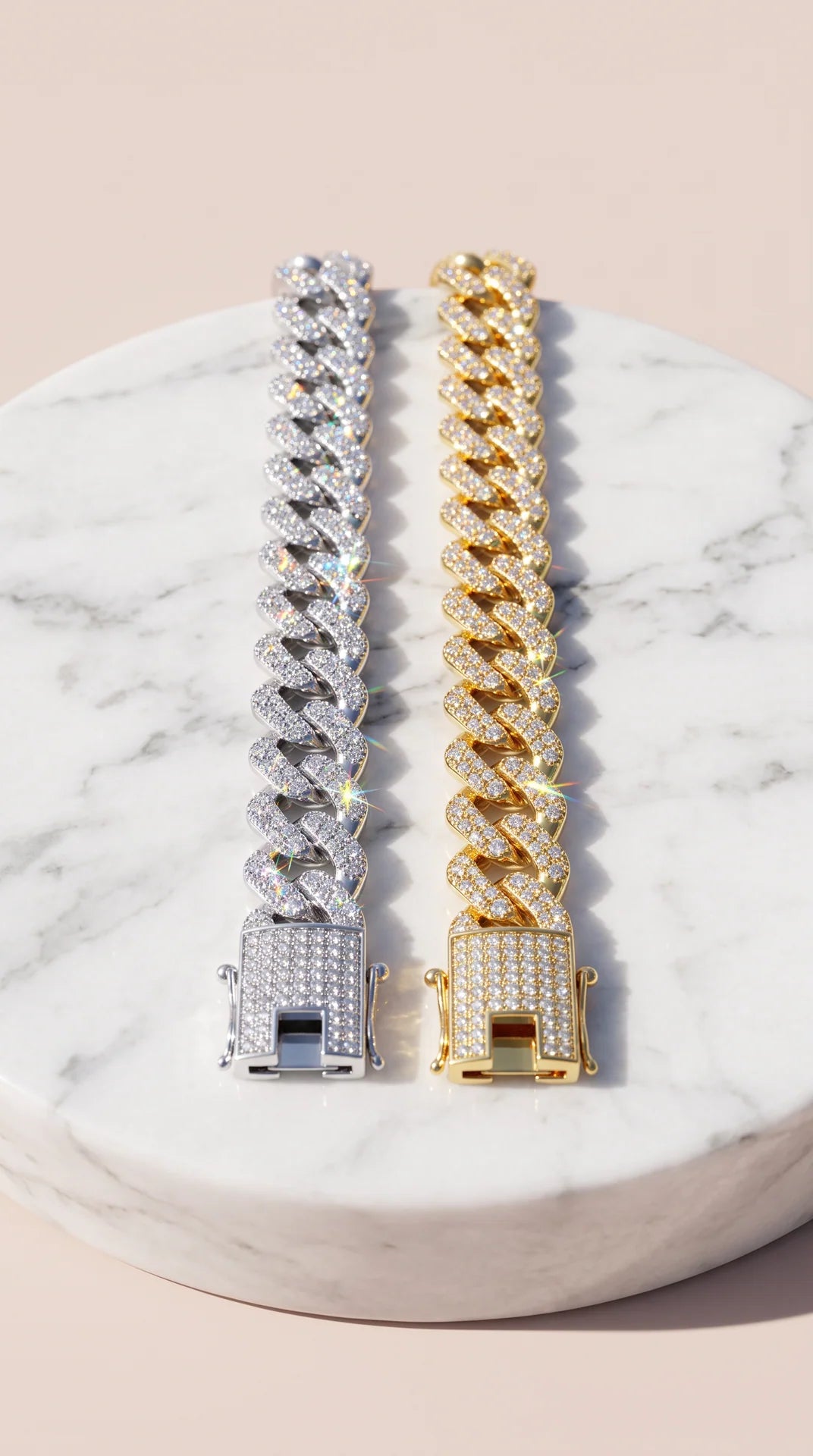 Unisex Woven Crystal Chain Link Curb Bracelet
