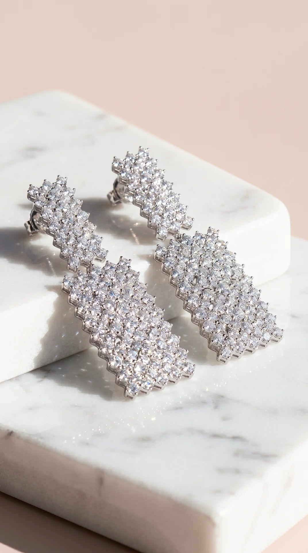 Oblong Layered Drop & Dangle Crystal Earrings