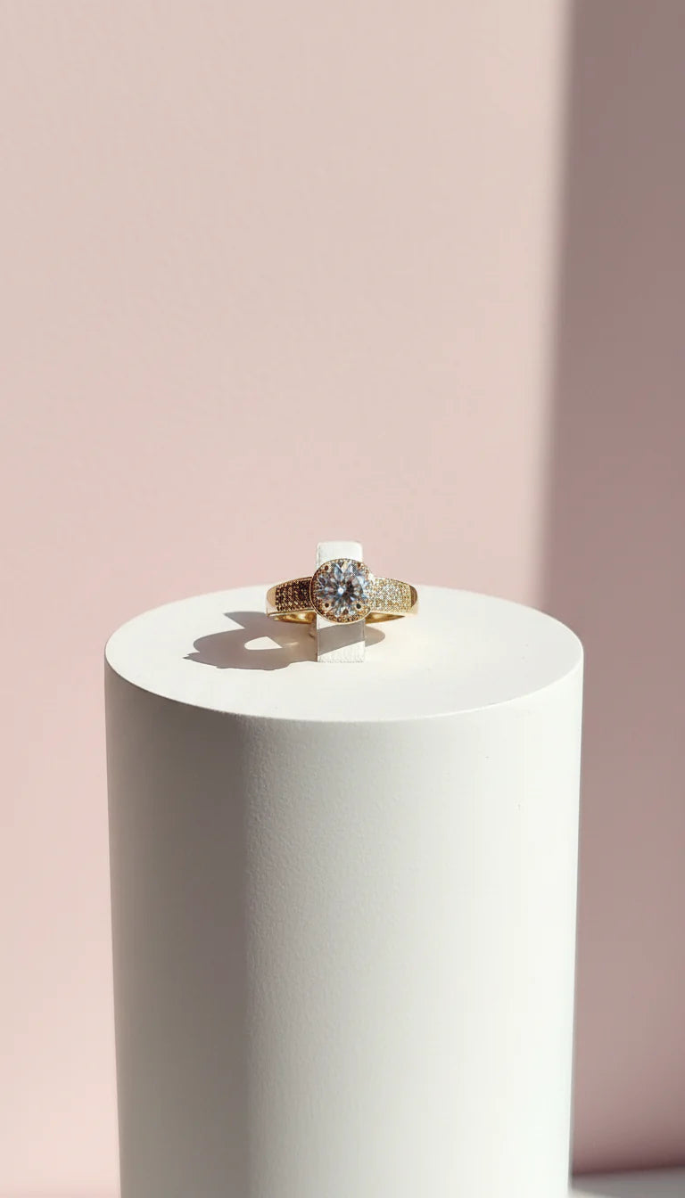 Crystal Band Round Cut Soloitaire Ring Gold Box set of 12