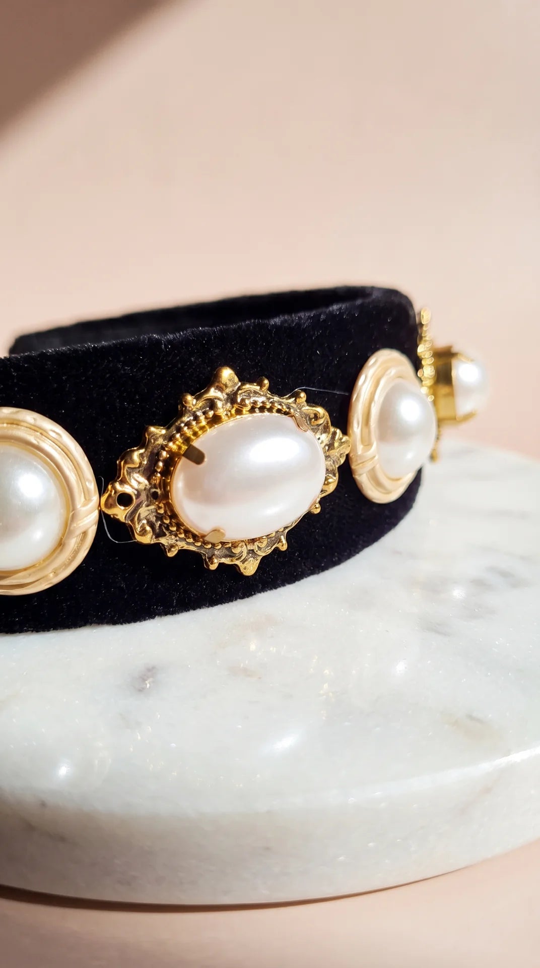 Women’s Black Velvet Pearl Statement Headband & Hair Band