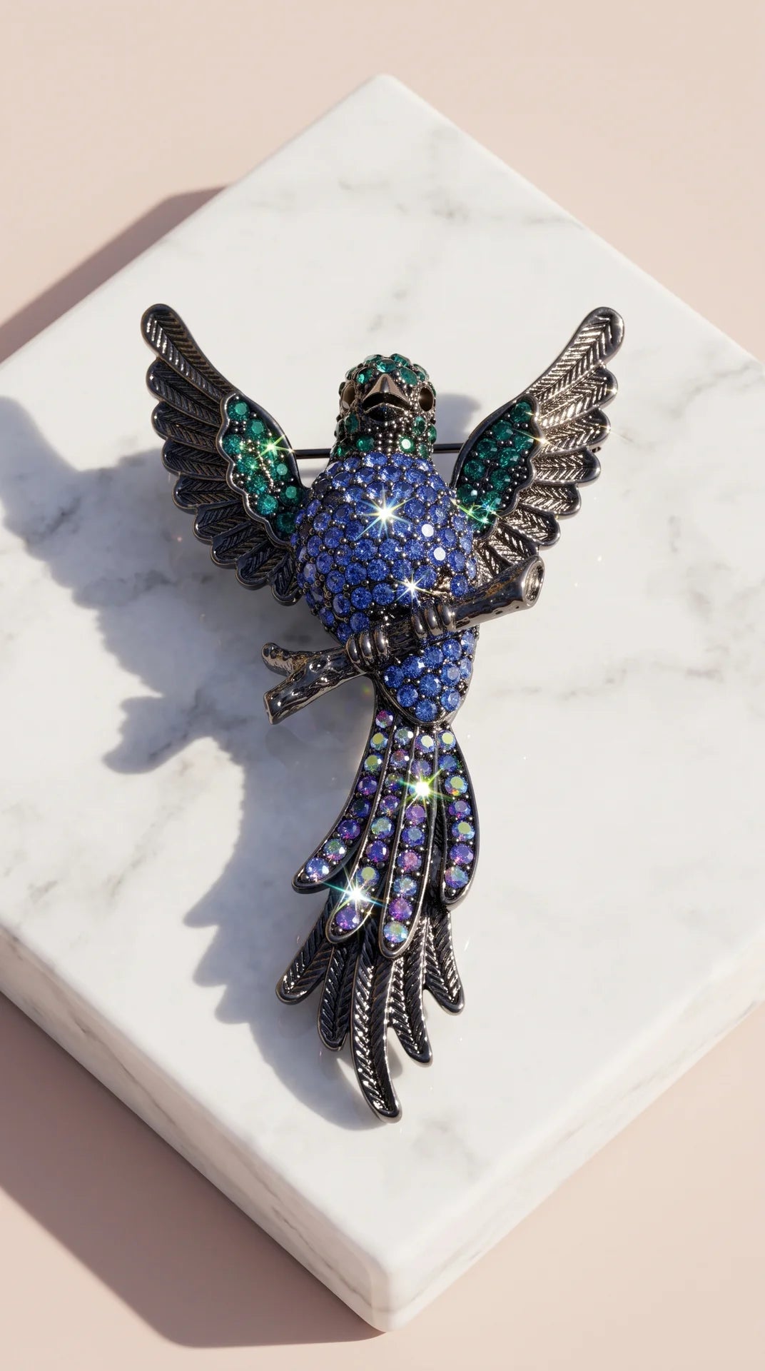Parakeet Crystal Statement Brooch