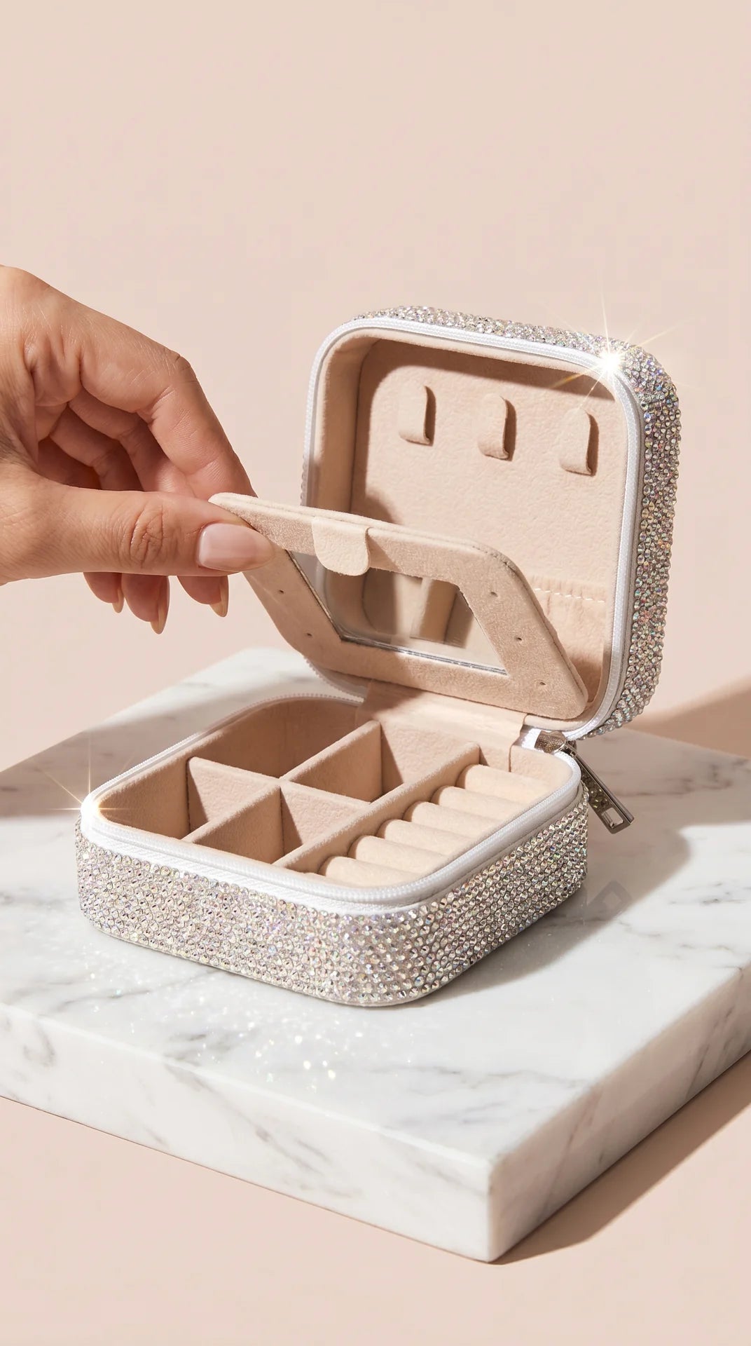 Portable Travel Crystal Jewellery Box