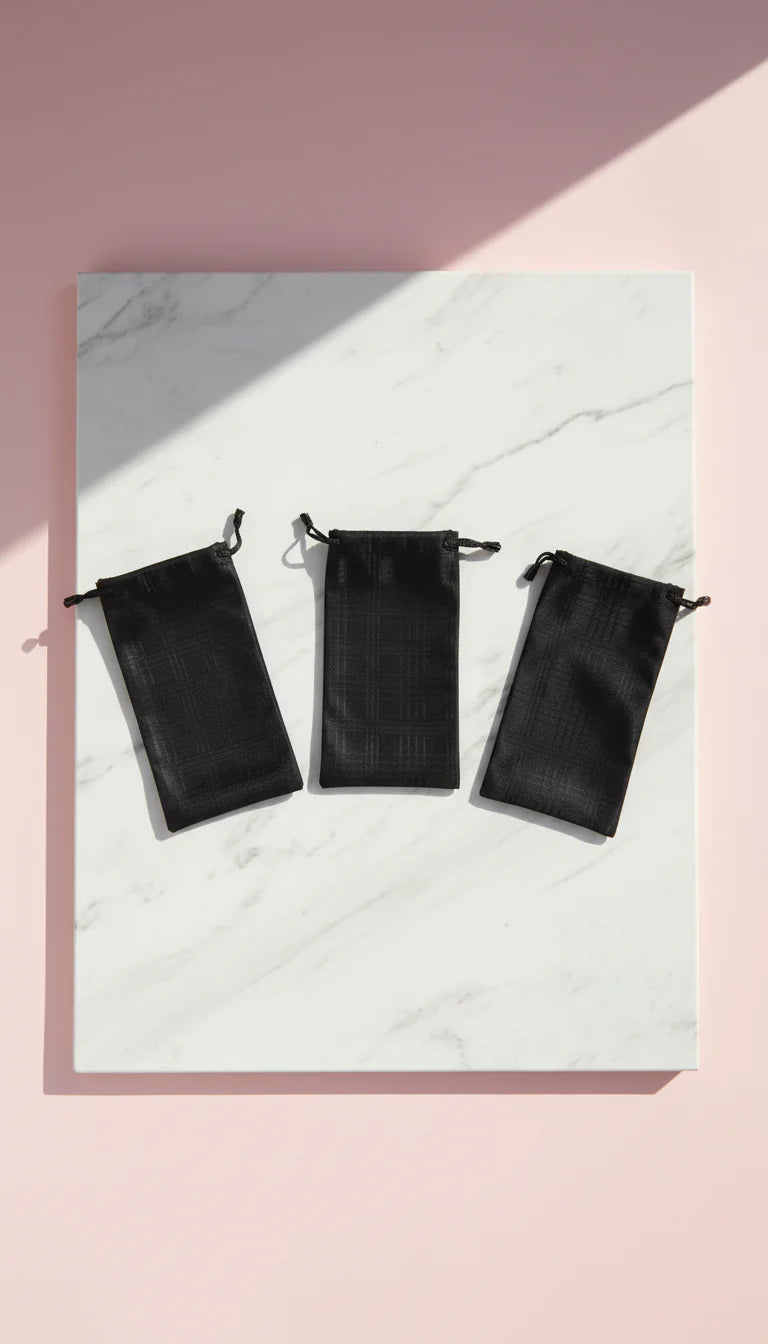Black Drawstring Sunglasses Protector Bag