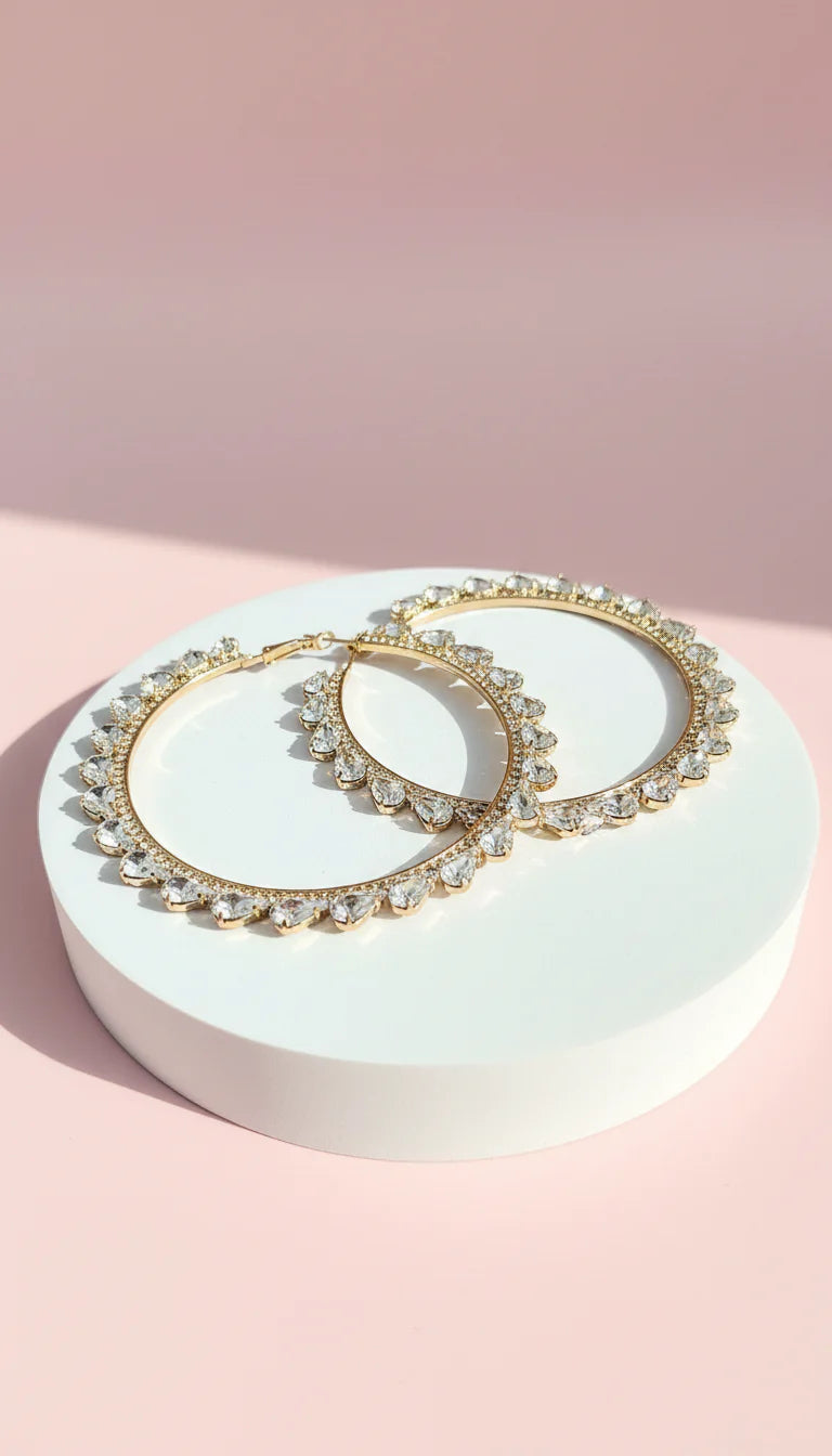 Baroque Crystal Hoop Earrings