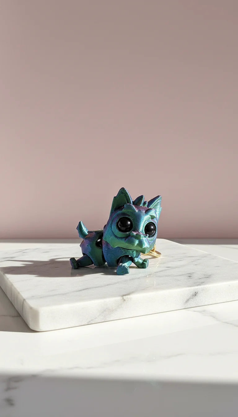 3D Printed Articulated Fantasy Dog : Bioplastic Fidget Key Ring