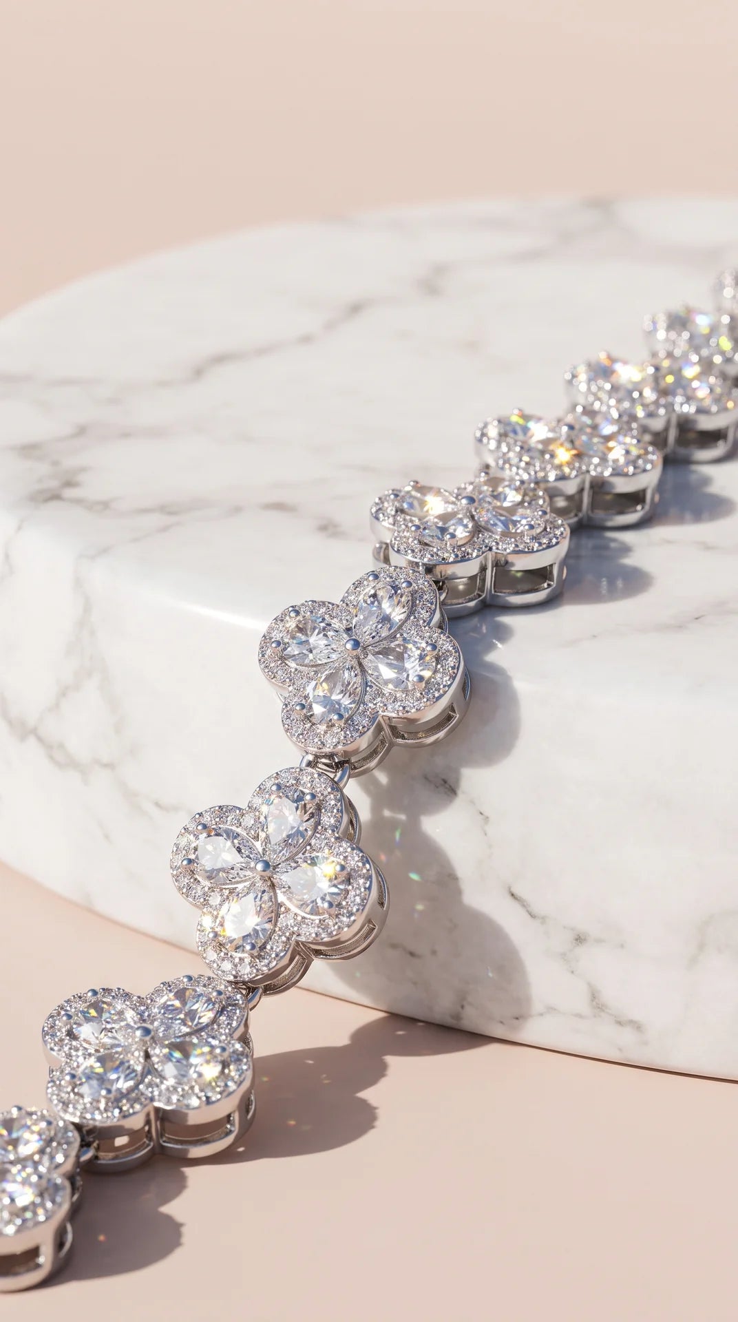 Gold Plated Clover Pavé Tennis Bracelet