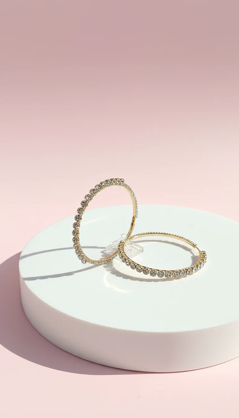 Round Crystal Hoop Earrings