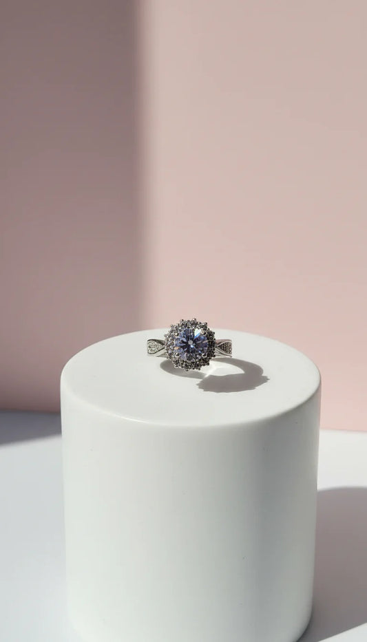 Cluster Crystal Silver Ring Box set of 12