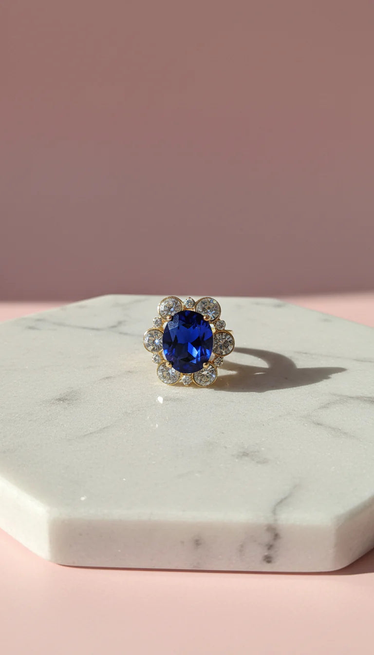 Jewelled Flower Crystal Free size Ring