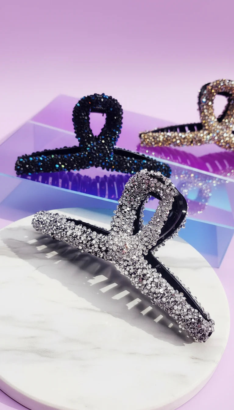 Textured Sparkle Hair Clamps Pack Of 12