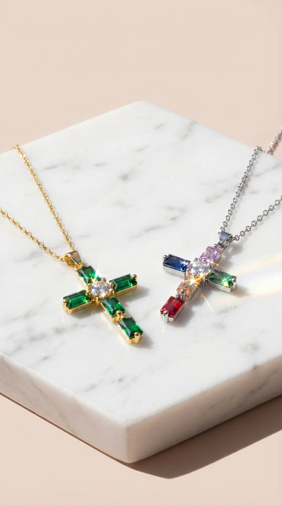 Crystal Cross Symbolic Pendant Necklace