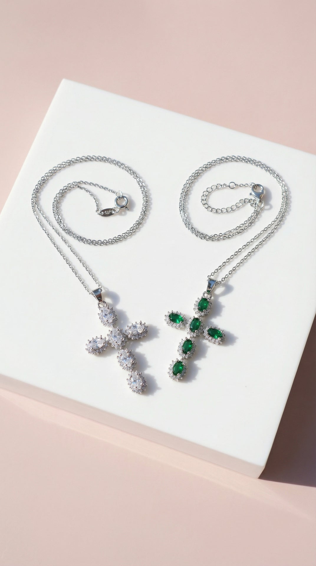 Oval Cut Colourful Symbolic Cross Necklace Pendant