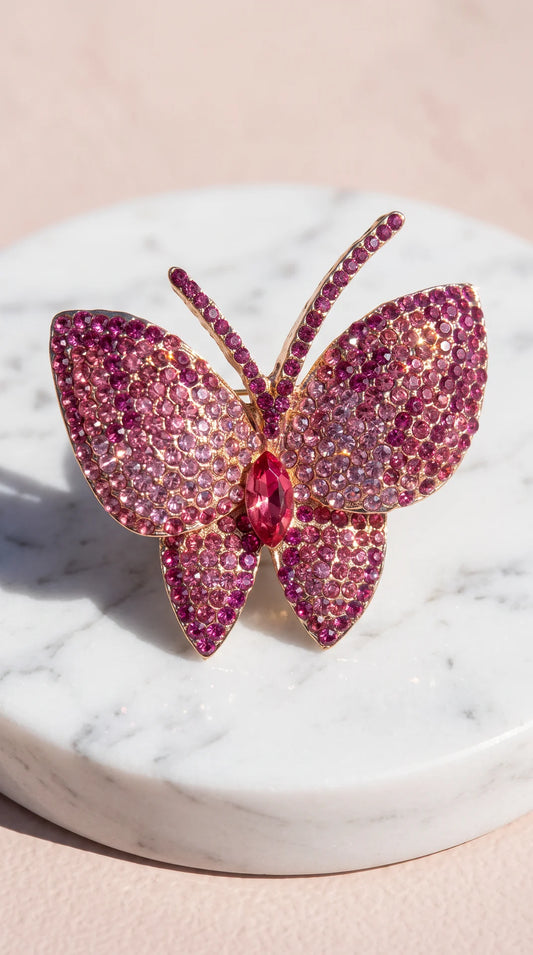 Butterfly Crystal Pavé Brooch Pin