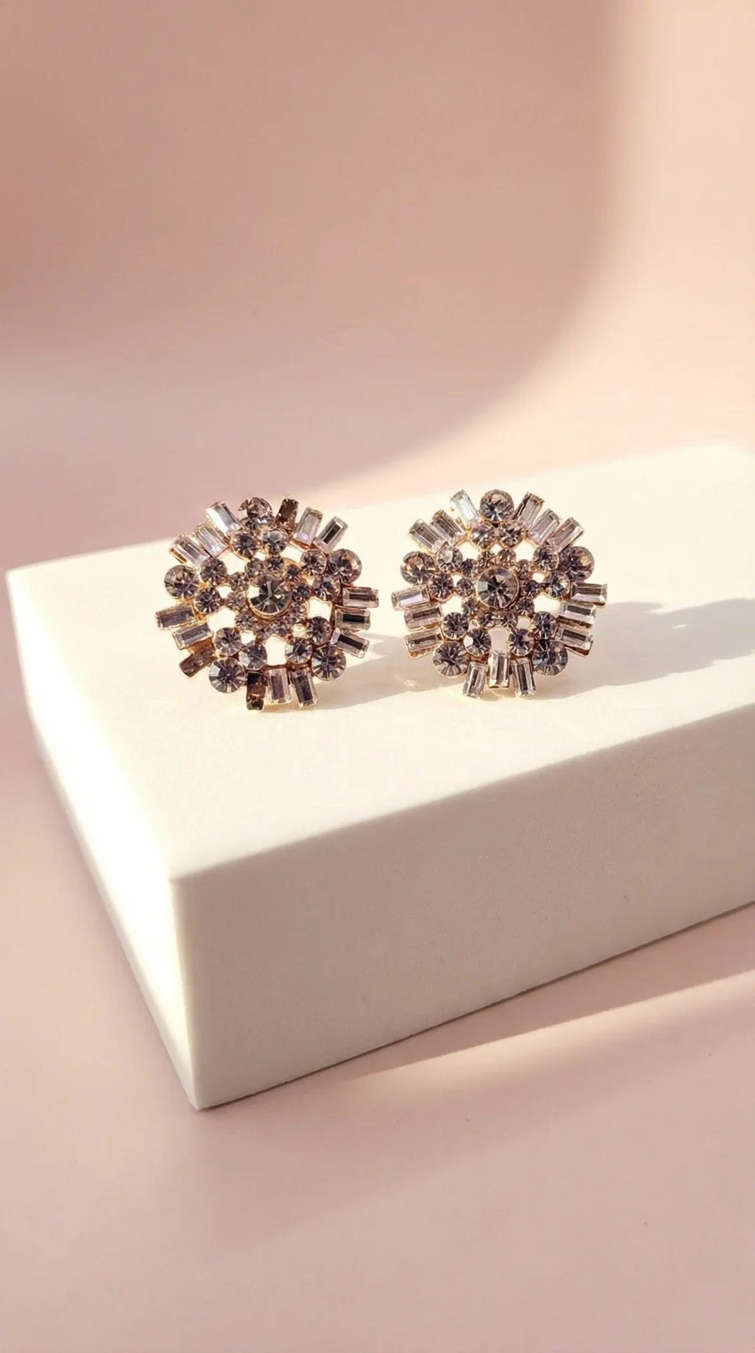 Cluster Crystal Non Pierced Clip On Earrings