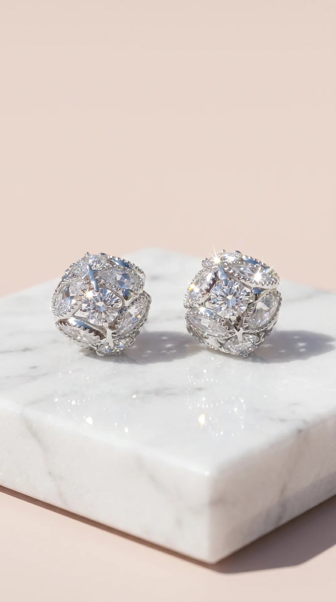 Round Ball Cluster Crystal Stud Earrings