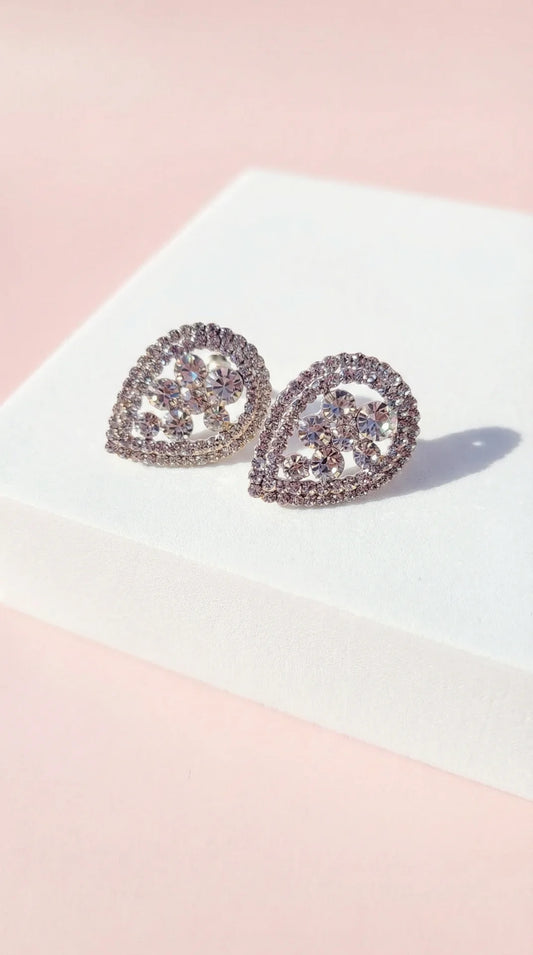 Oval Crystal Non Pierced Clip On Earrings