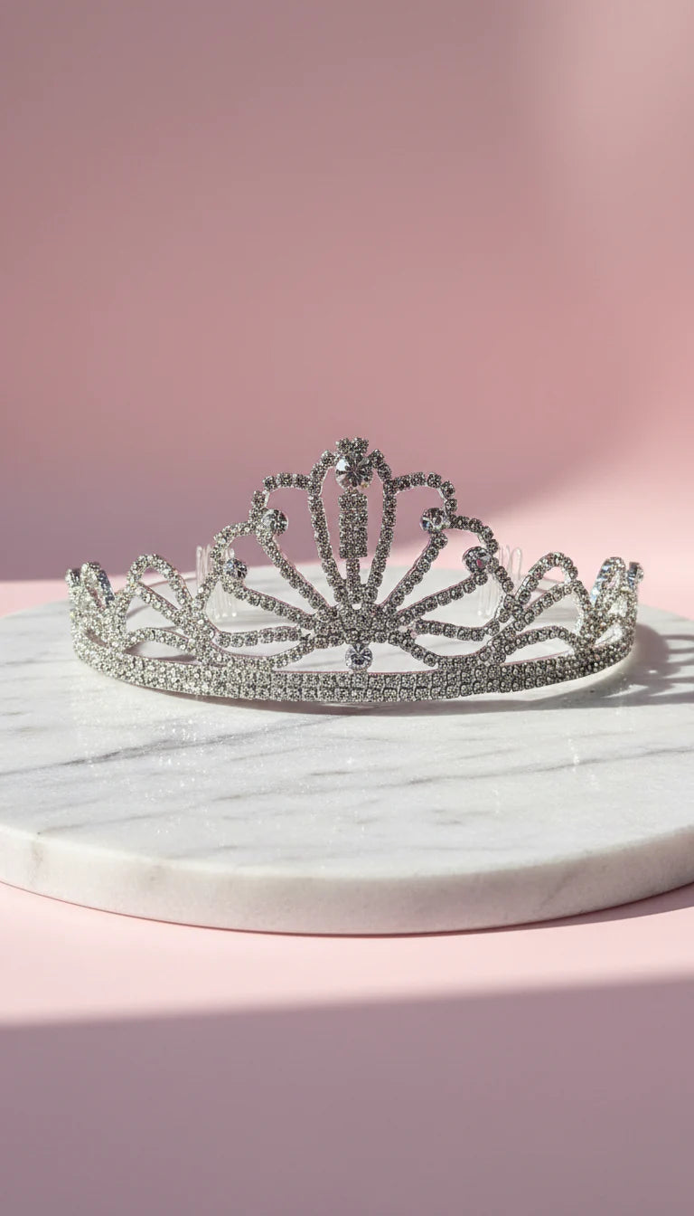 Wavey Layered Crystal Wedding Bridal Tiara Crown