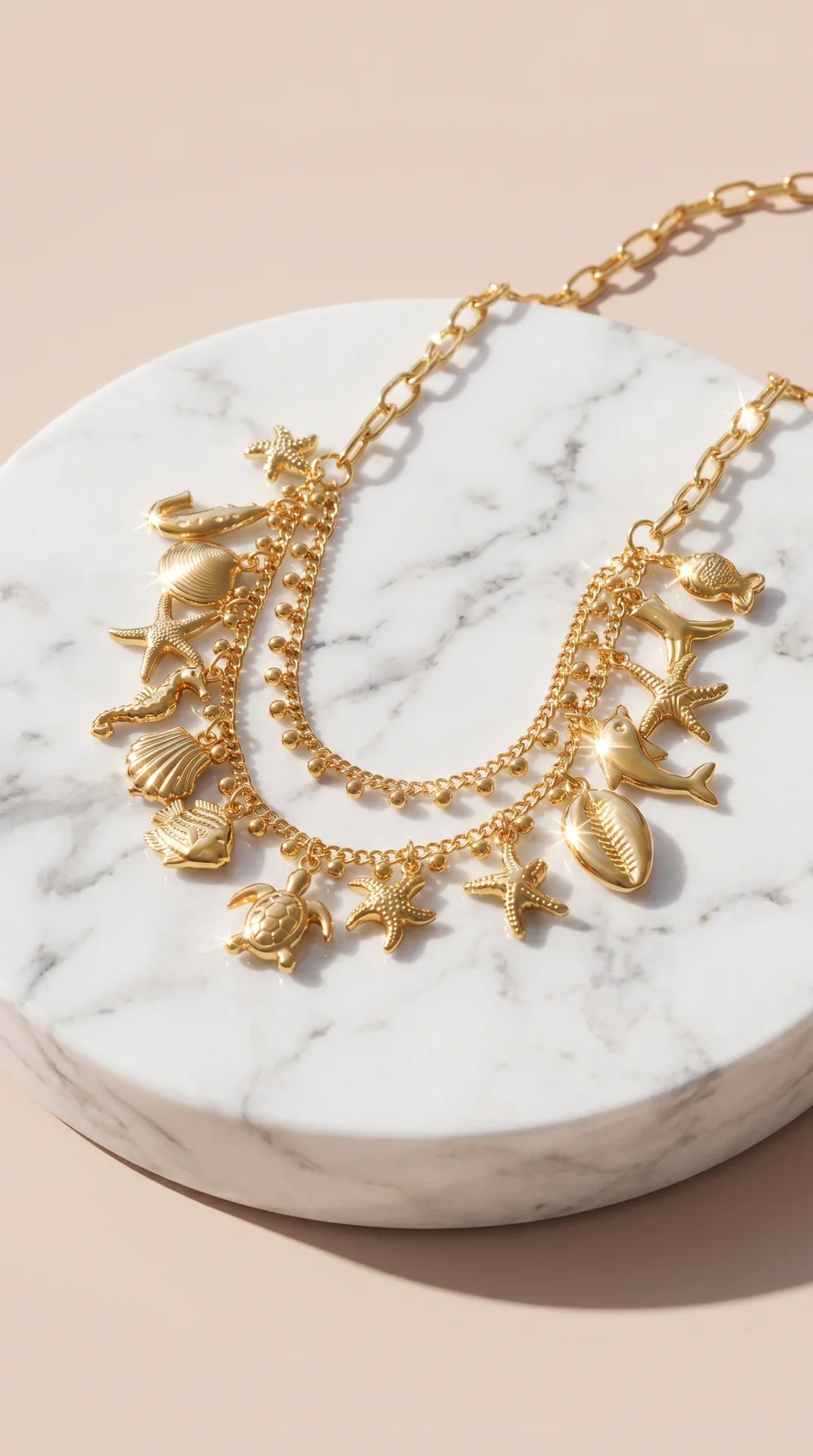 Seashell Gold Plated Stainless Steel Charm Necklace