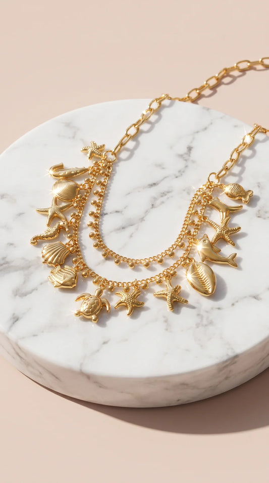 Seashell Gold Plated Stainless Steel Charm Necklace