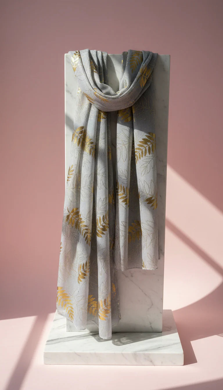 Palm Leaf Shimmer Gold Foil Scarf Pack of 12