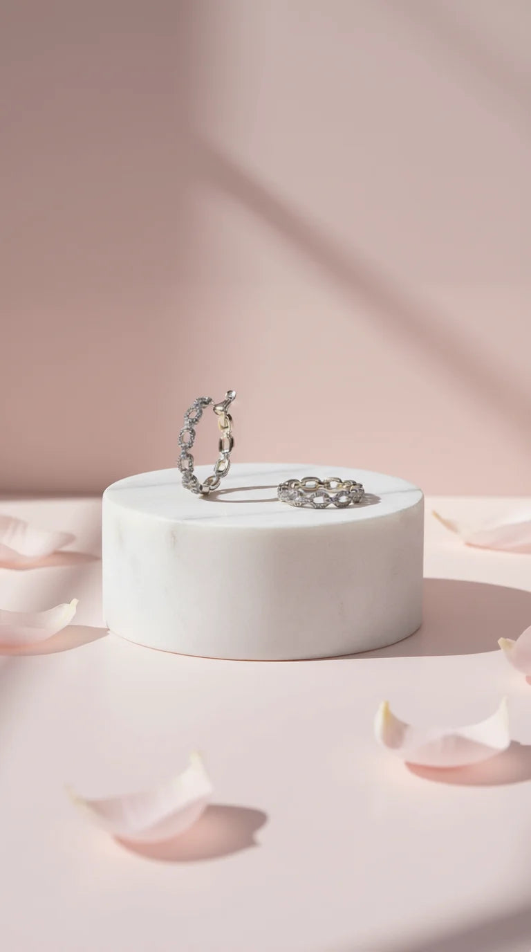 Pavé Crystal Huggie Chain Link Earrings