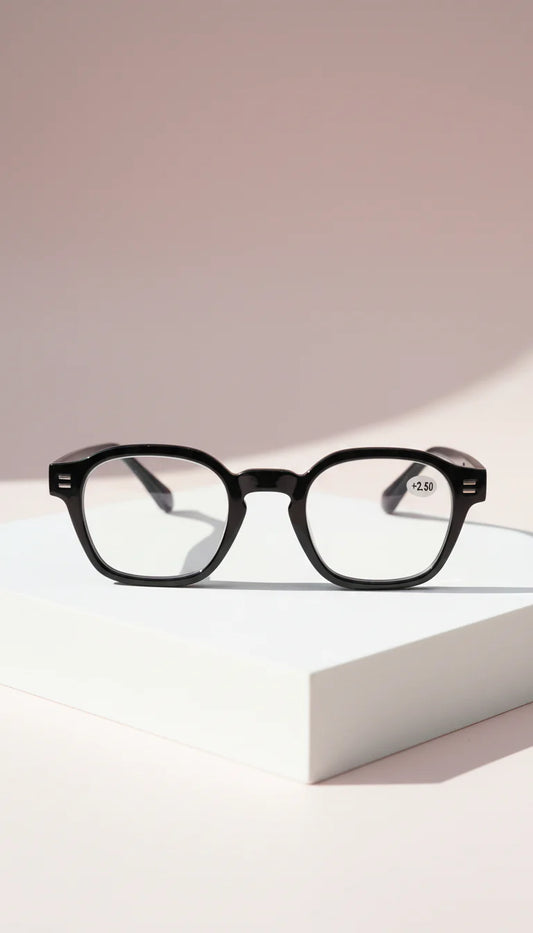 Patent Black Round Frame Reading Glasses