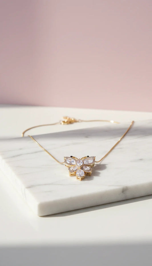 Butterfly Crystal Long Necklace