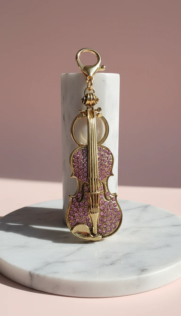 Violin Crystal Key Ring & Bag Charm