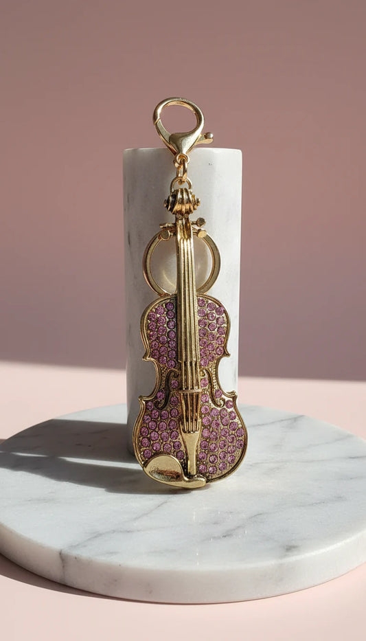 Violin Crystal Key Ring & Bag Charm