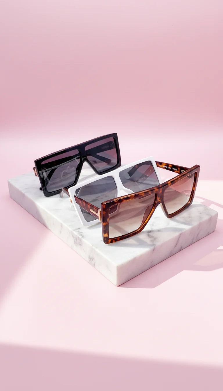 T Frame Square Oversized Sunglasses Box of 20