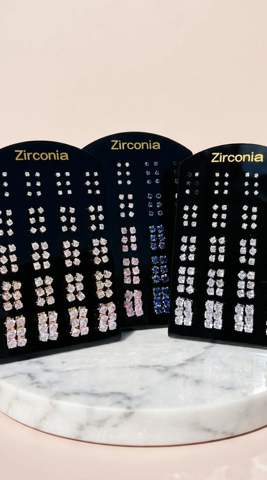 60 Pairs Cubic Zirconia Crystal Stud Earrings