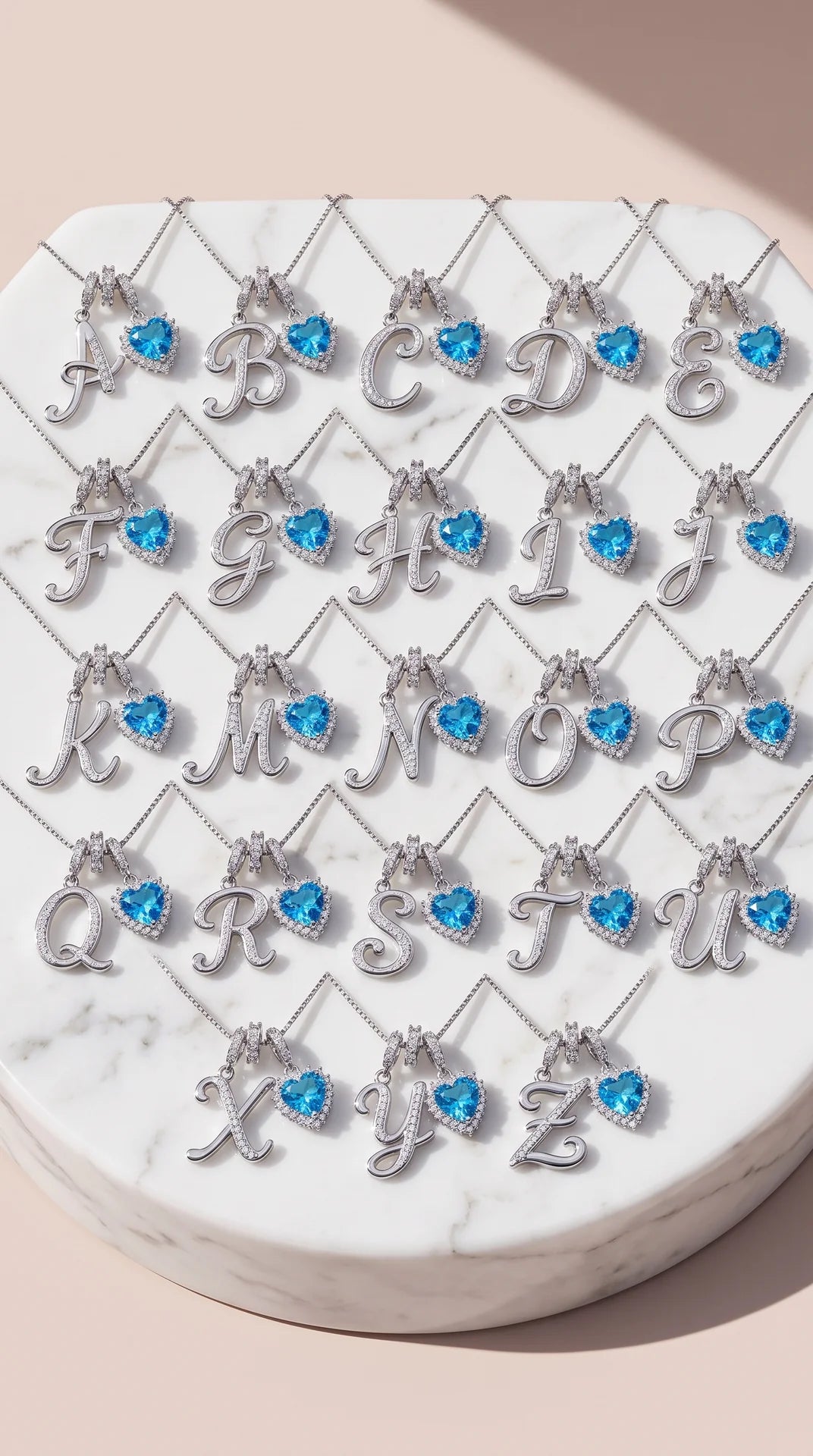 Blue Stone Initial Necklace