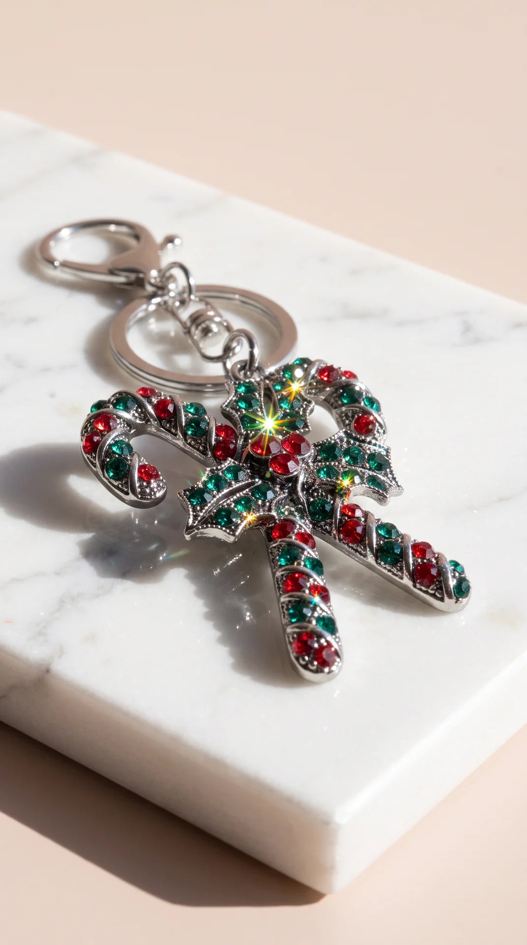 Candy Cane Festive Key Ring & Bag Charm