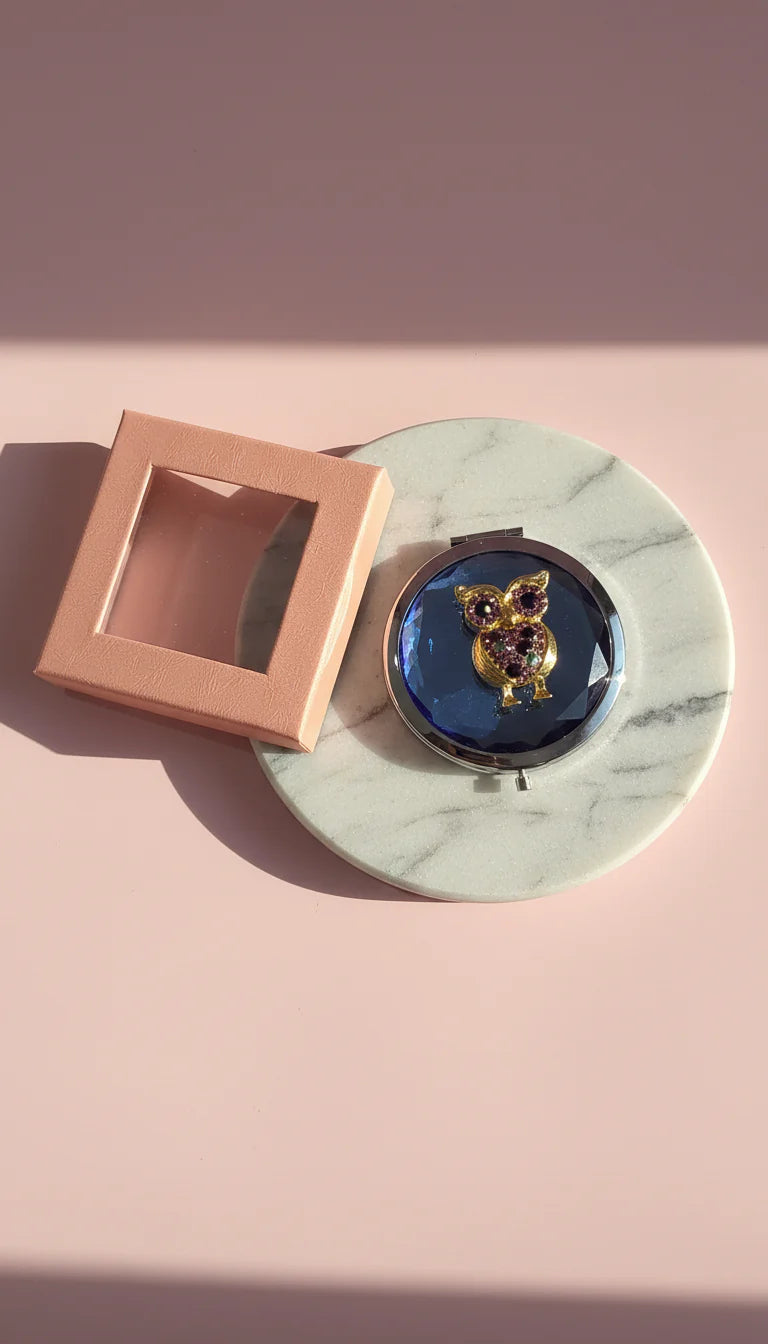 Owl Compact Mirror With Gift Box