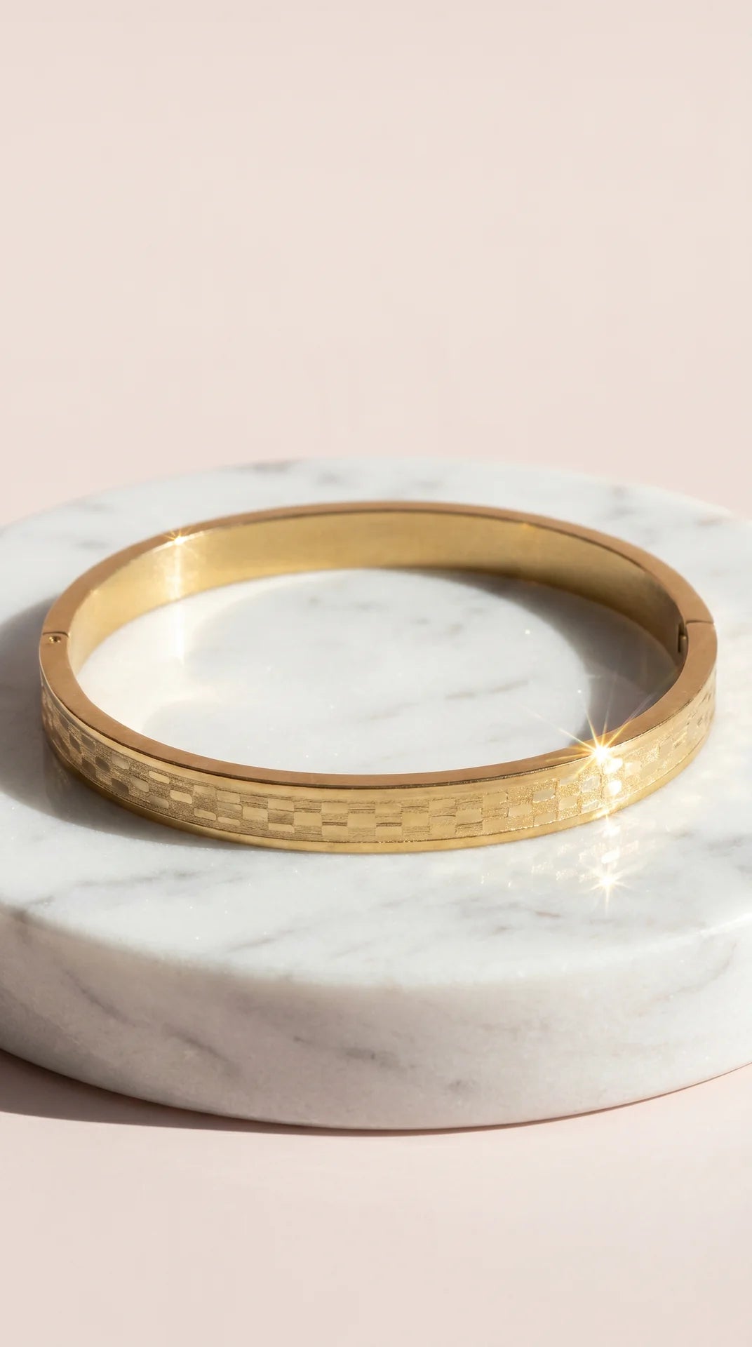 Gold Plated Checkered Stacking Bracelet Bangle