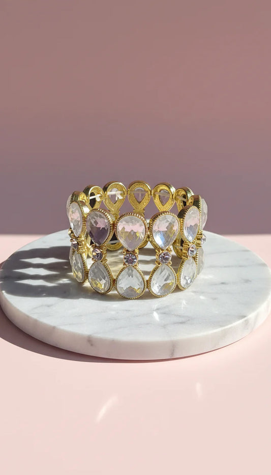 Chunky Mirrored Stretchy Crystal Bracelet