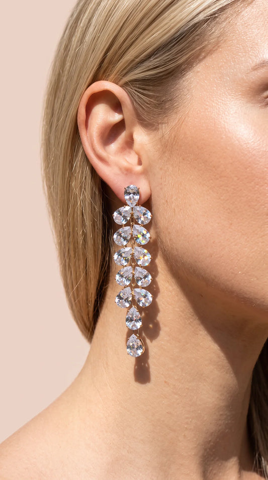 Pear Cut Crystal Drop & Dangle Statement Earrings