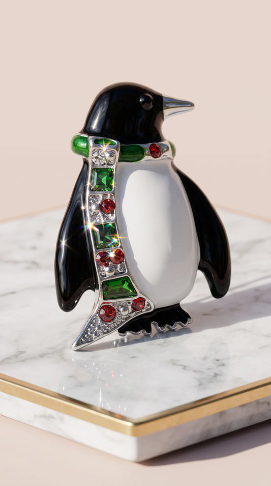 Penguin Christmas Festive Brooch Pin