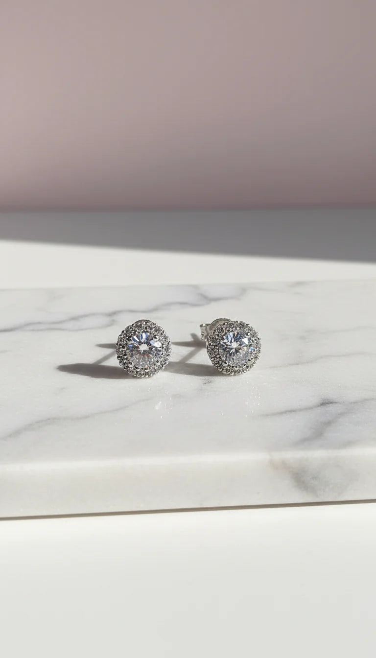 Gem Cluster Crystal Stud Earrings