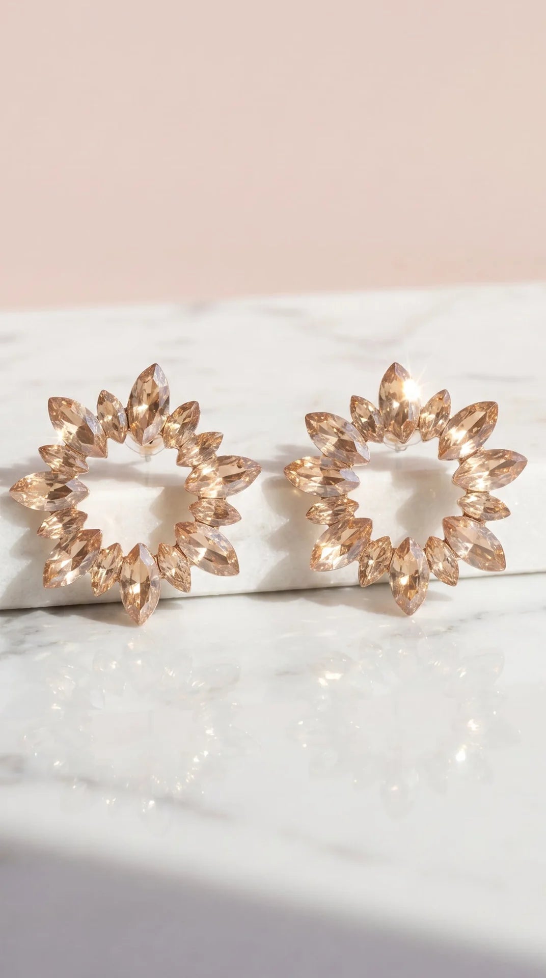 Statement Sun Burst Crystal Stud Earrings