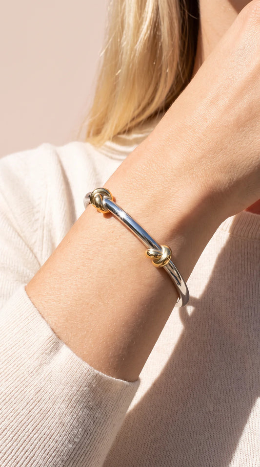 Mixed Metal Stainless Steel Knot Bangle